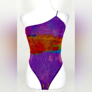ZARA Purple One Shoulder Bodysuit